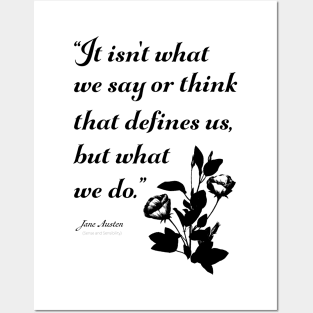 Black and White Jane Austen Quote Design Posters and Art